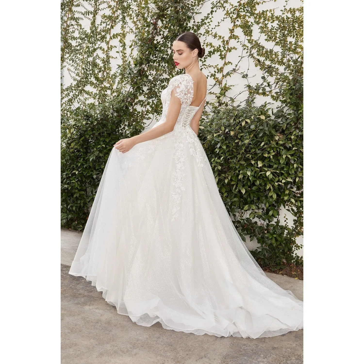 A1082W SOFIAN CAP SLEEVE LACE BALL GOWN