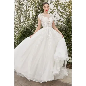 A1082W SOFIAN CAP SLEEVE LACE BALL GOWN