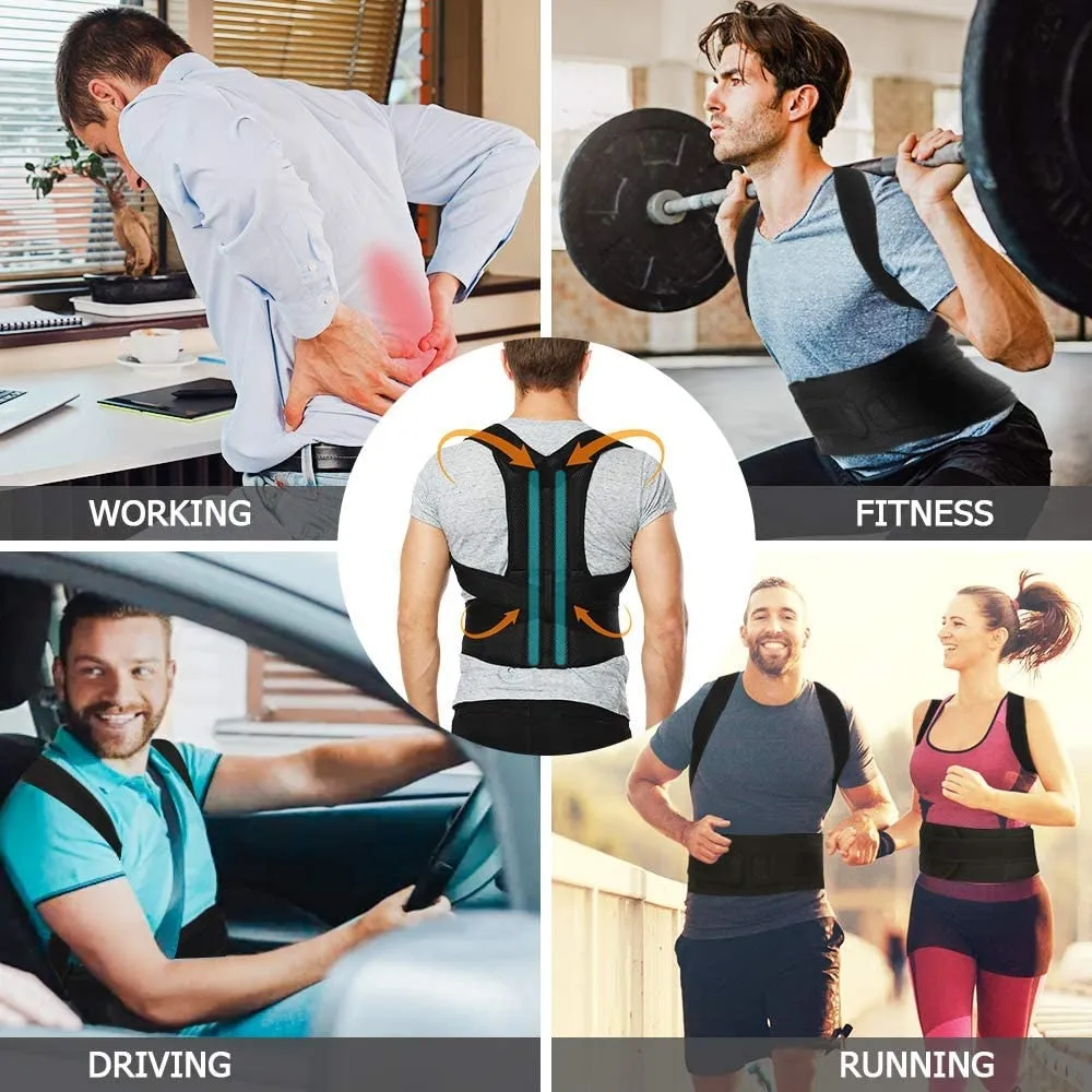 Adjustable Fully Back Brace Posture Corrector for Upper and Lower Back Pain Relief