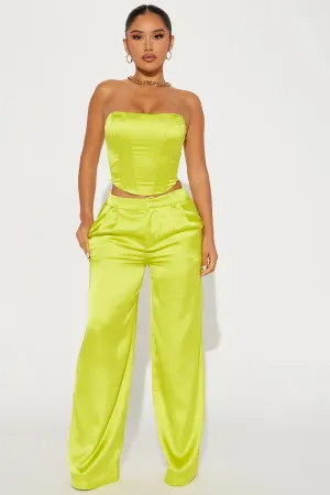 Adriana Satin Pant Set - Lime