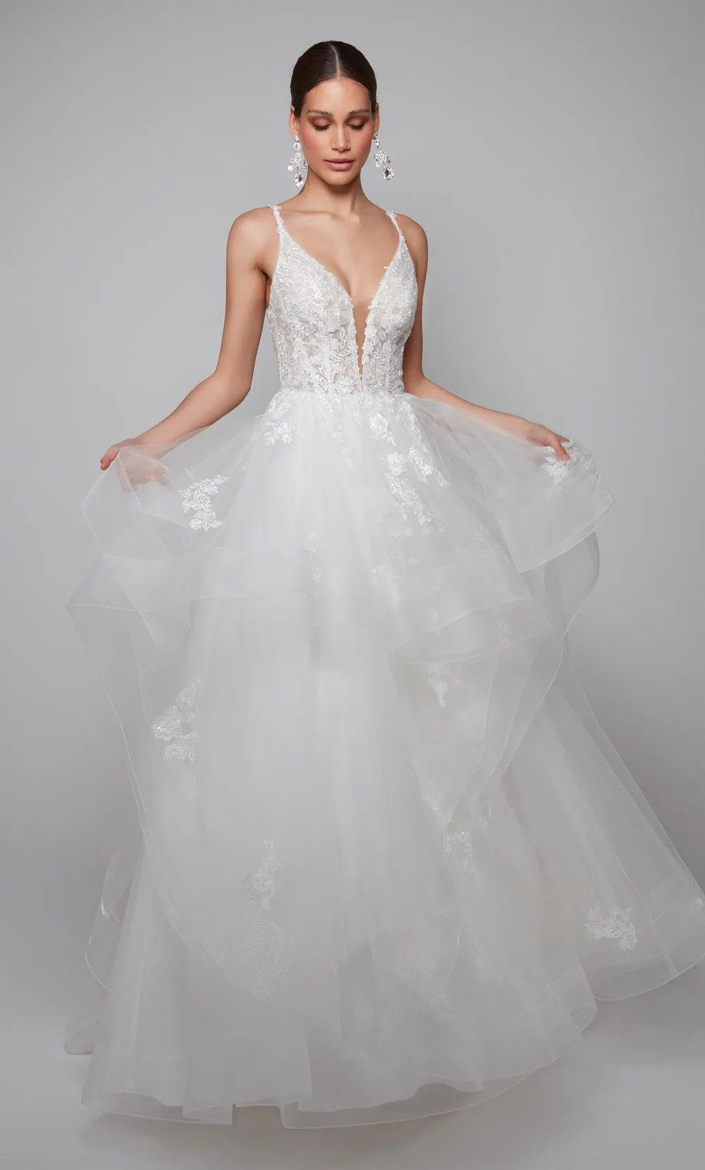 ALYCE Paris 7080 Bridal Plunging Shimmery/sparkly Ballgown Dress