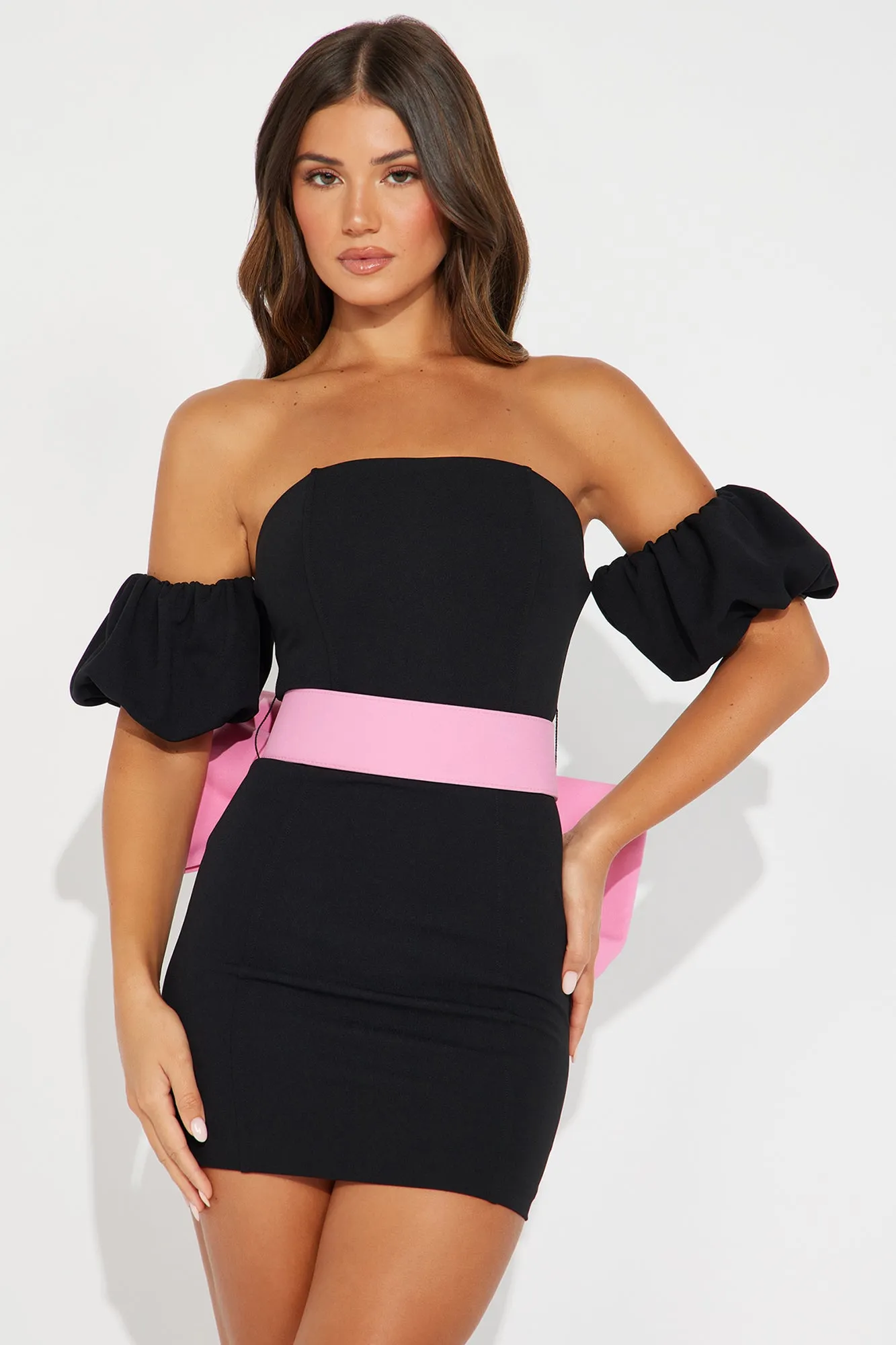 Amelie's Bow Mini Dress - Black/combo