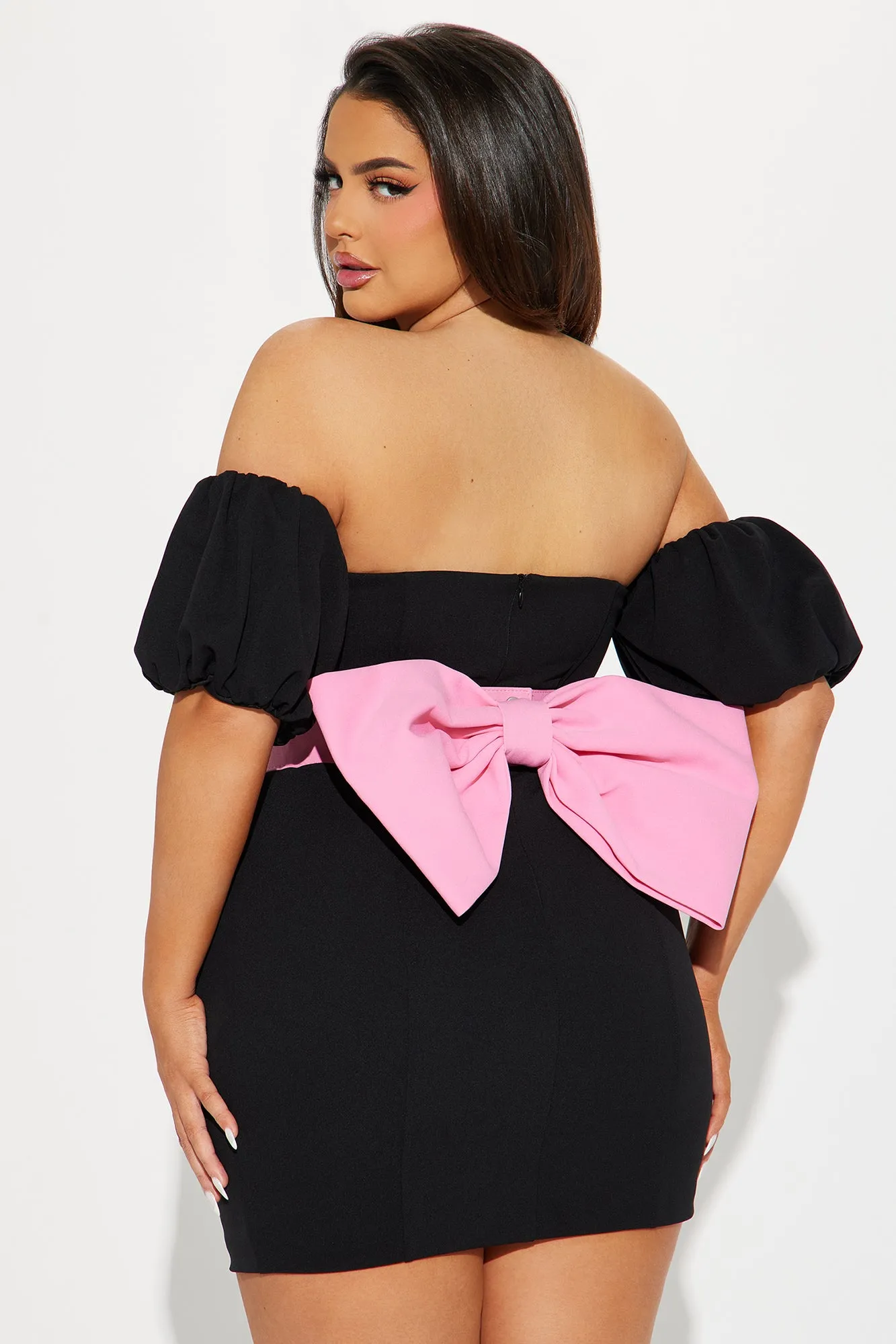 Amelie's Bow Mini Dress - Black/combo