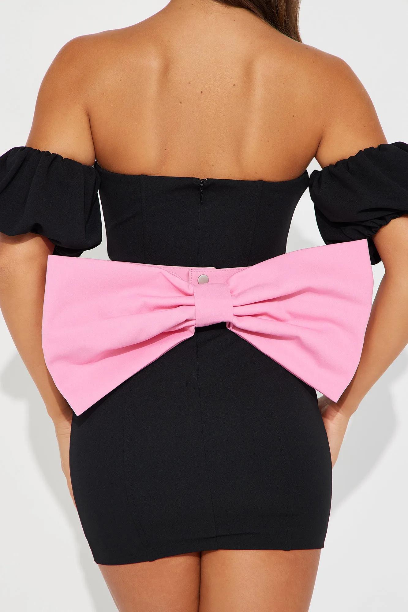 Amelie's Bow Mini Dress - Black/combo