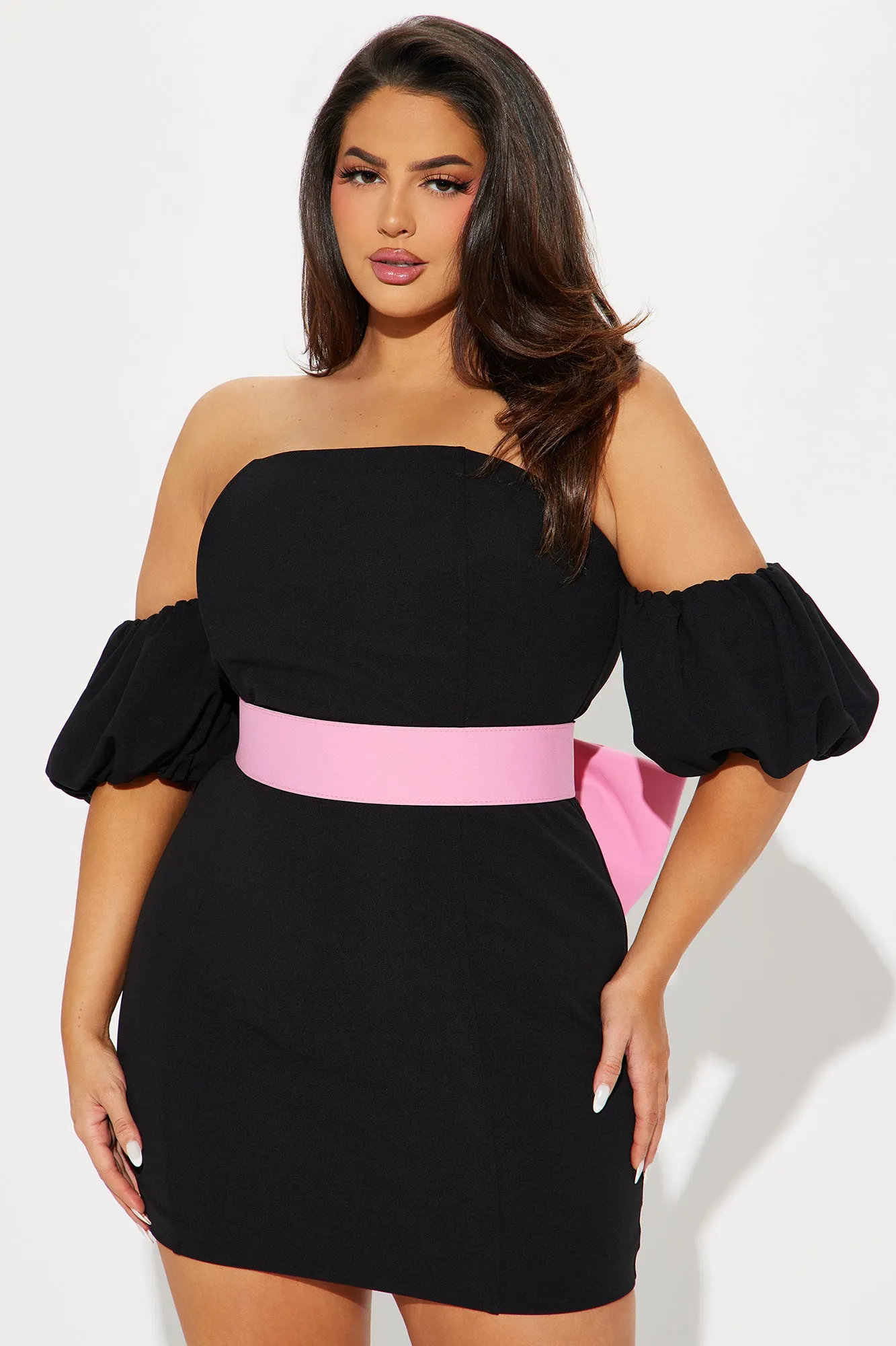 Amelie's Bow Mini Dress - Black/combo