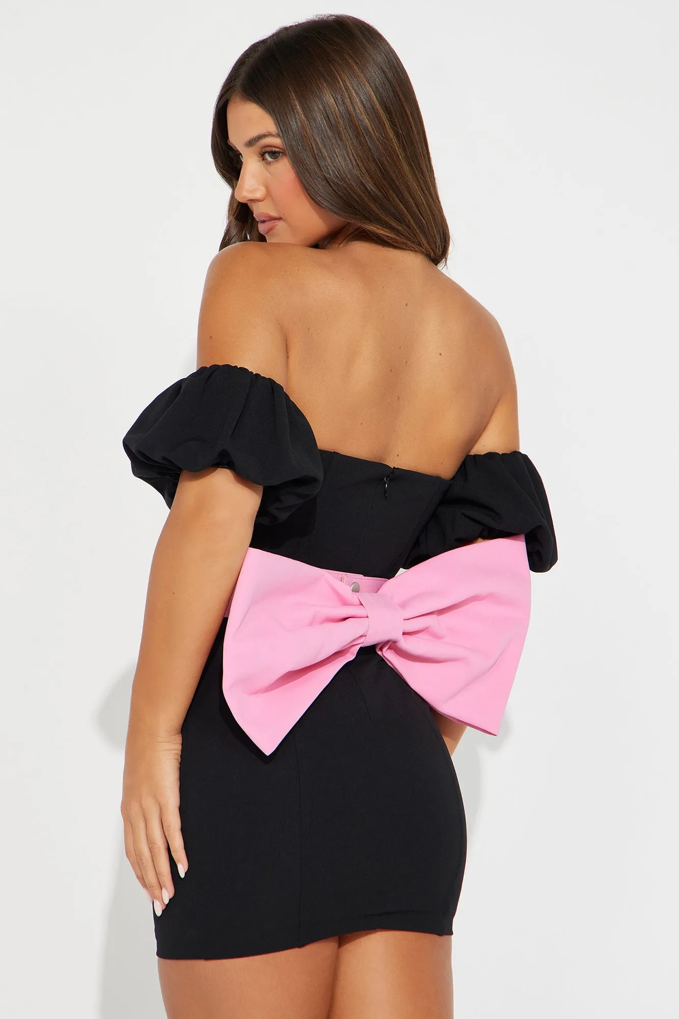 Amelie's Bow Mini Dress - Black/combo