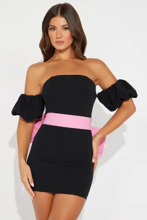 Amelie's Bow Mini Dress - Black/combo