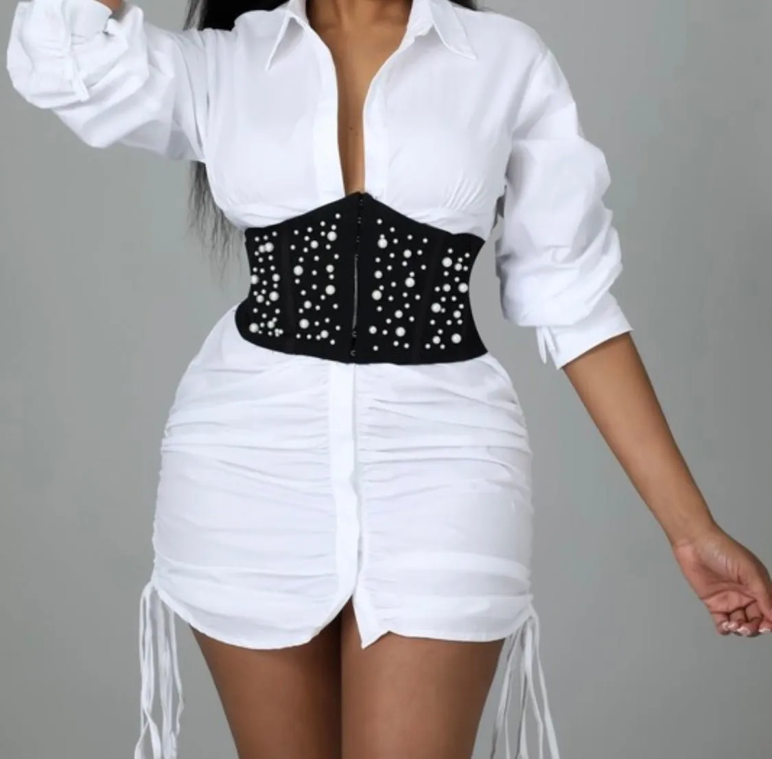 Arya Black Pearl Corset Belt