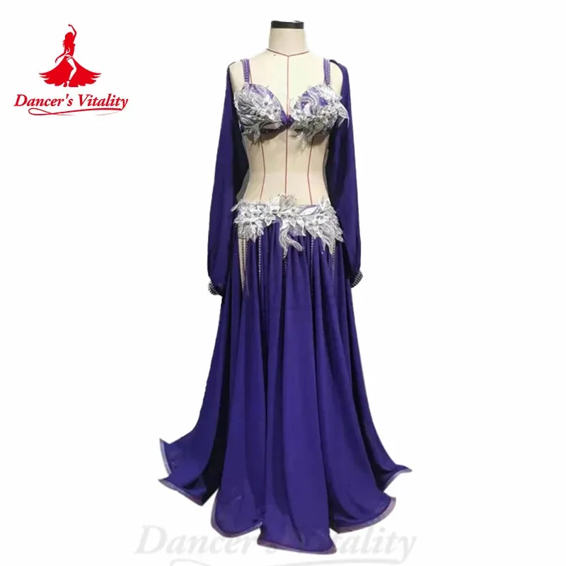 Belly Dance Costume Suit for Women Children Winter Long Sleeves Bra chiffon Skirt 3pcs Female  Oriental Belly Dancing Outfit