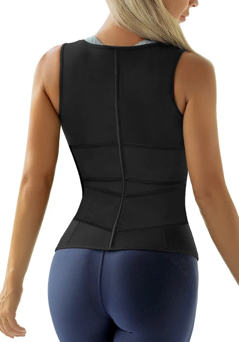 Black Zip-Up Snap Corset Women's Waist Trainer