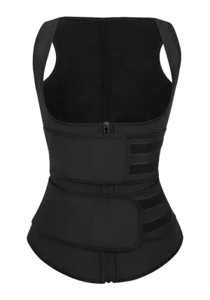 Black Zip-Up Snap Corset Women's Waist Trainer