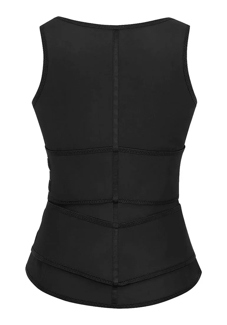 Black Zip-Up Snap Corset Women's Waist Trainer