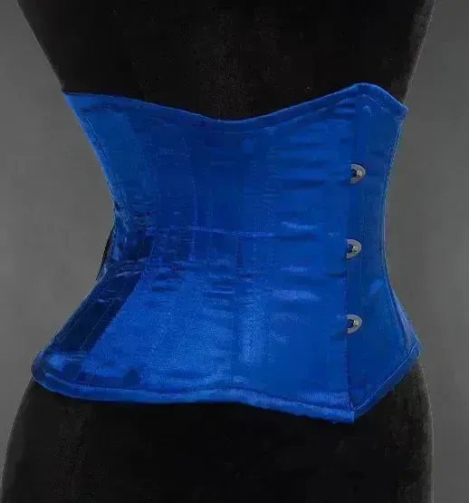 Blue Satin Double Boned Waist Cincher