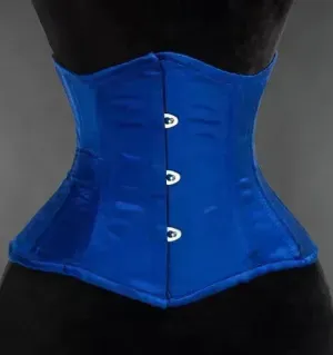 Blue Satin Double Boned Waist Cincher