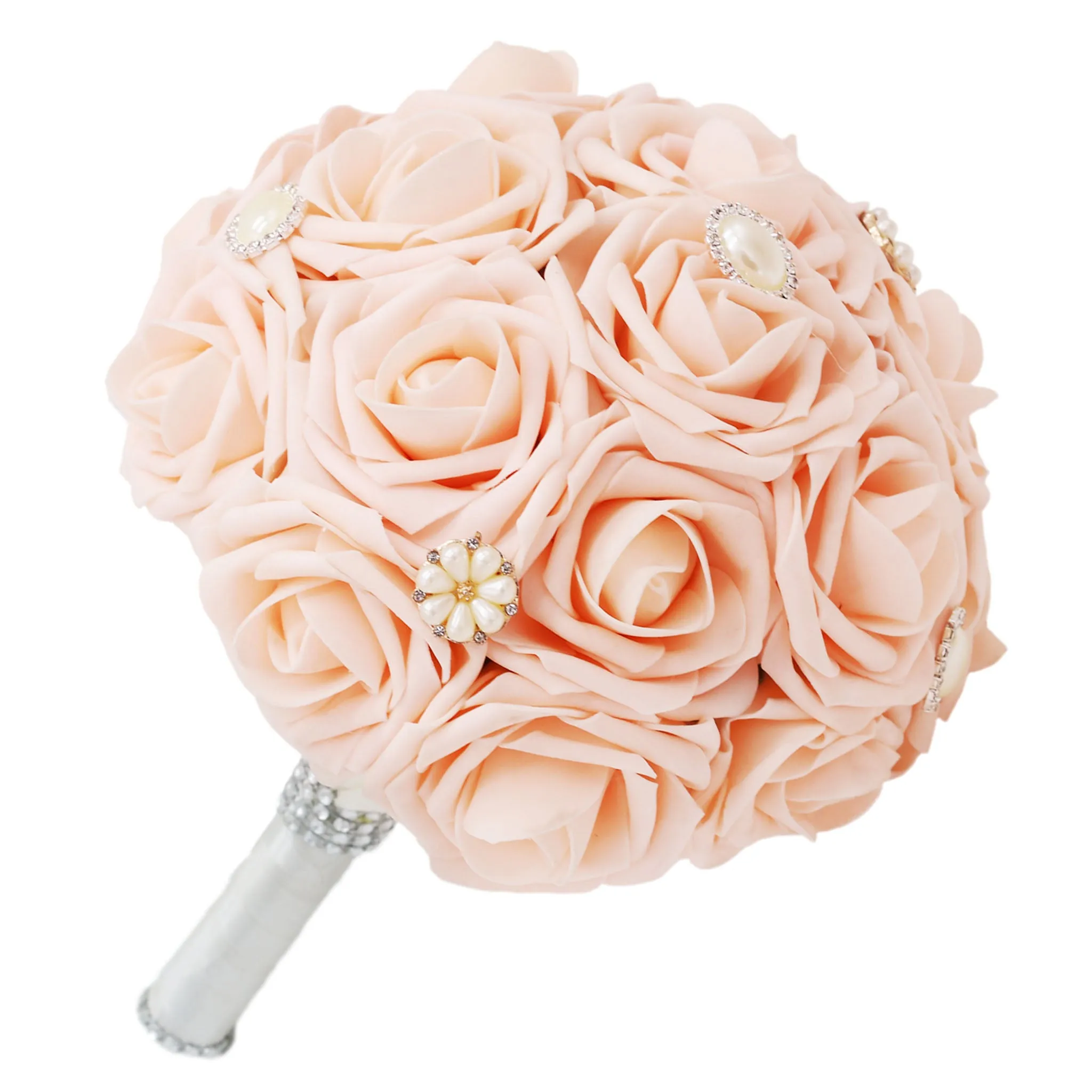 Blush Pink Wedding Bouquet of Roses for Bridal Bridesmaid Artificial