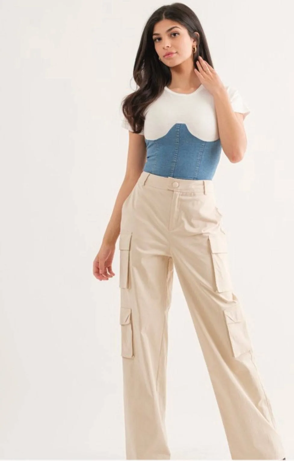 Corset Denim T-shirt (light & dark denim)