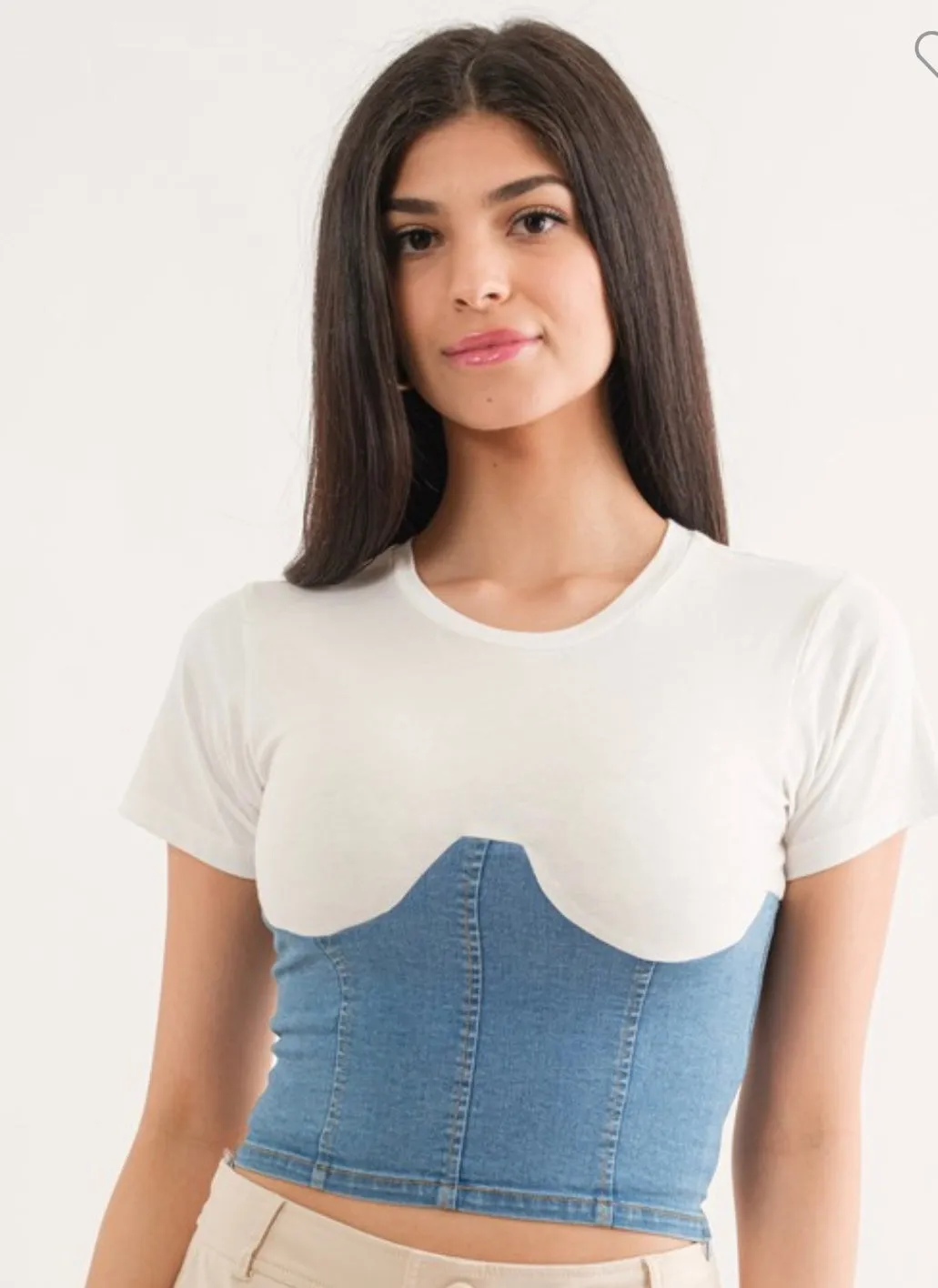 Corset Denim T-shirt (light & dark denim)