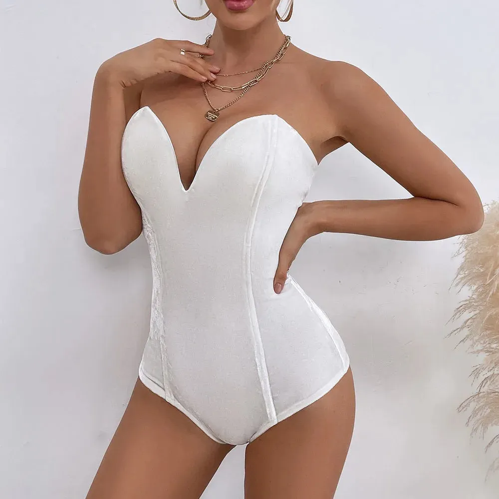 DONNA  Elegant Velvet Corset Bodysuit