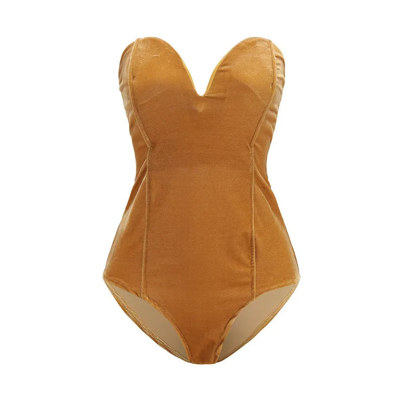 DONNA  Elegant Velvet Corset Bodysuit