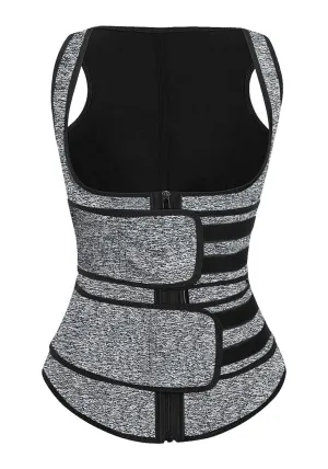 Grey Zip-Up Snap Corset Women's Waist Trainer