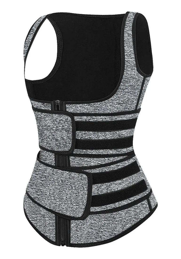 Grey Zip-Up Snap Corset Women's Waist Trainer