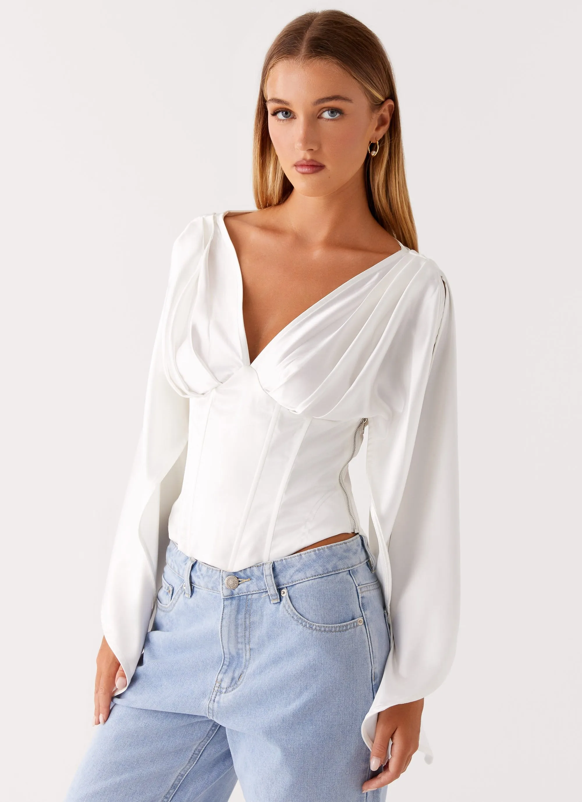 Jennifer Long Sleeve Corset - Ivory