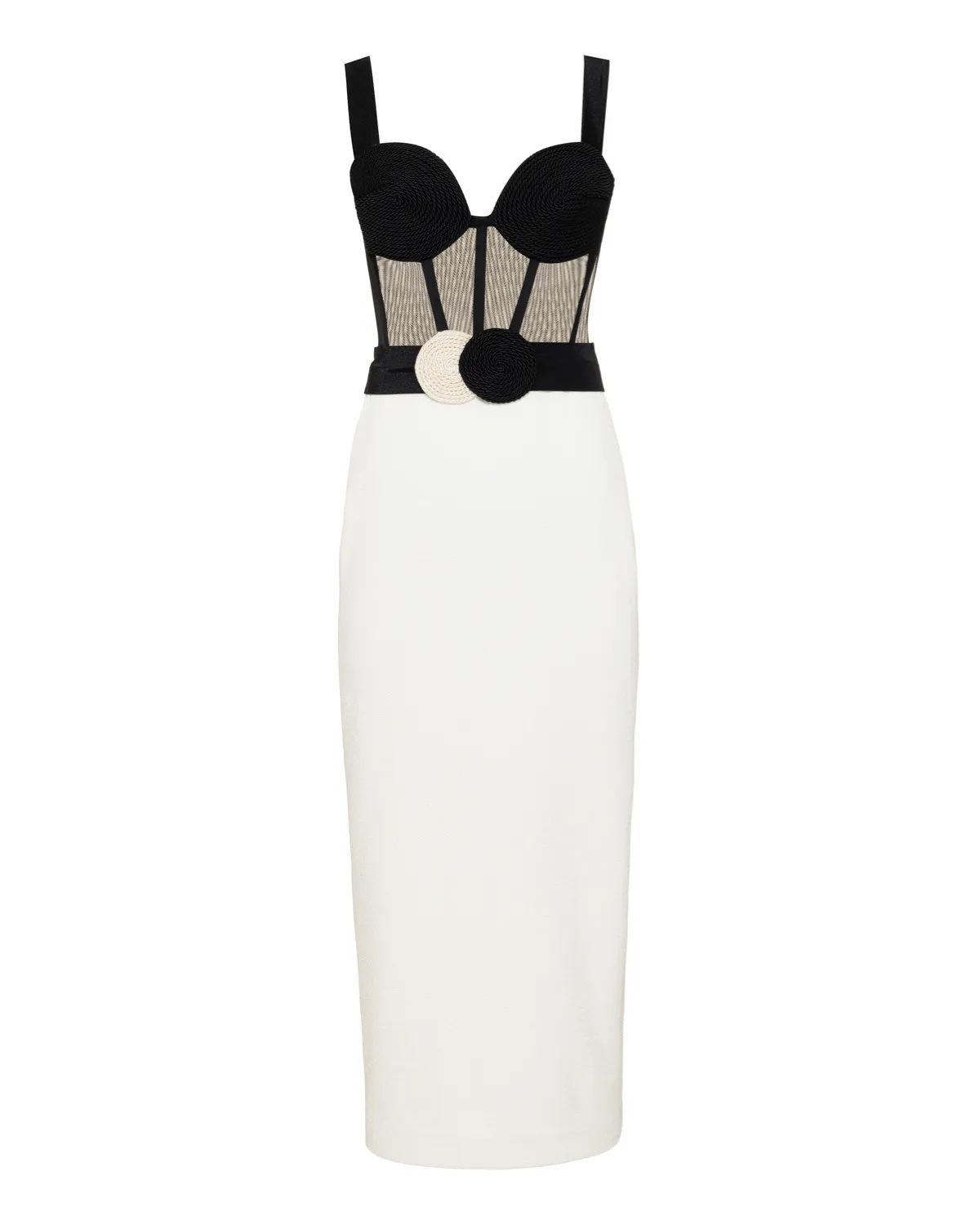 JERSEY SANDS CORSET MIDI DRESS