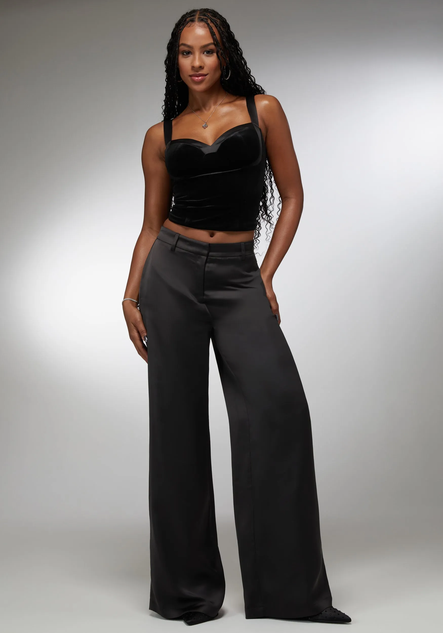 Velour & Satin Detail Corset